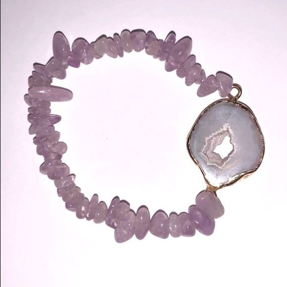 Druzy accent slab with matching chip bead bracelet - Picture 1 of 1